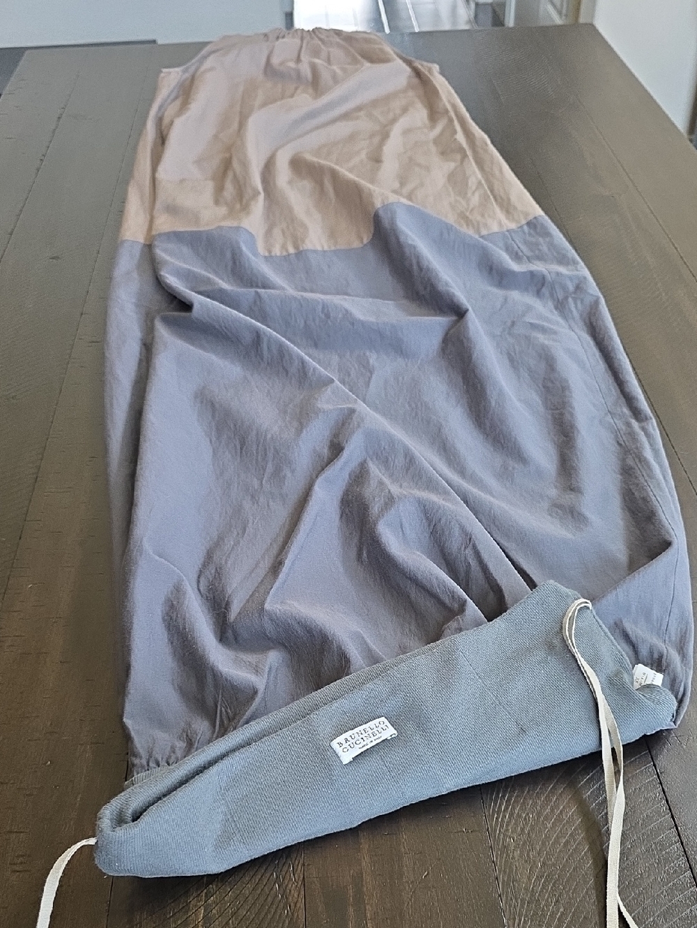 Brunello Cucinelli Sleeveless Two-Tone Shift Dress Beige Gray Cotton Silk Sz S - Picture 9 of 10